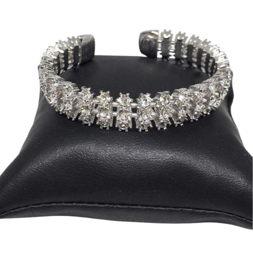 Joan Rivers Triple Row Swarvoski Crystal Cuff Bracelet